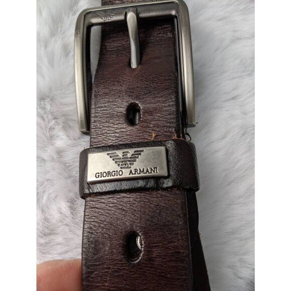 Giorgio Armani Brown Leather Belt Men's Size 42 - Picture 3 of 7